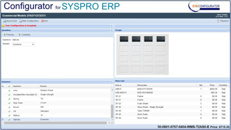 CIS-Konfigurator für SYSPRO für SafeWays-Garagentore
